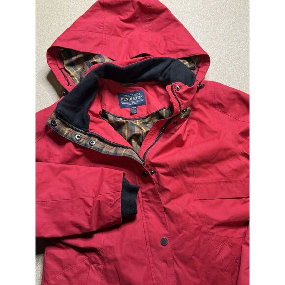 Pendleton Full Zip Hooded Waterproof Rain Jacket Coat Red‎ Women's Size Small - Picture 1 of 8